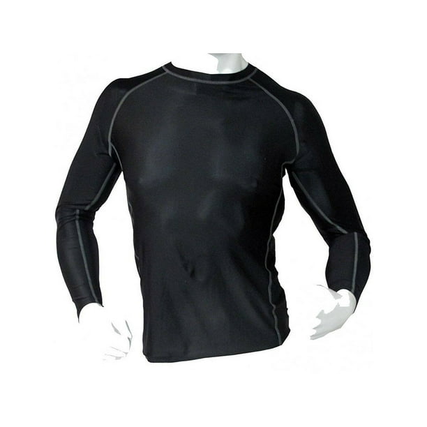 Mens Black Compression Armour BaseLayer Top Long Sleeve Thermal Gym SportsShirt